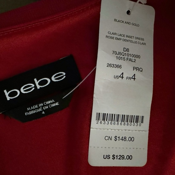 NWT Bebe Womens Raspberry Pink Chiffon Faux Wrap Midi Dress 3/4 Sleeve Size 4 - Picture 10 of 16